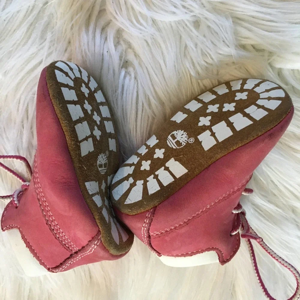 timberland pink lace up baby boots size 1